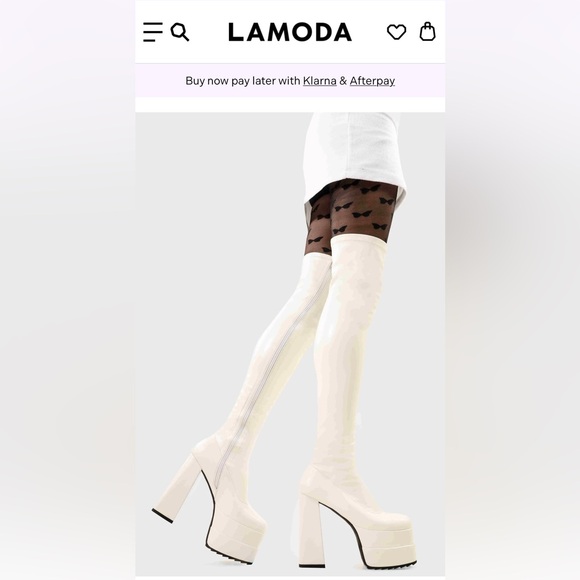 BNIB Lamoda Fantasies Platform Thigh High White Boots - Picture 3 of 7